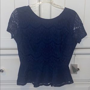 Forever 21 blue lace peplum top